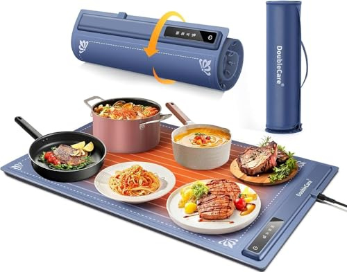Warming Plate piastra termica per cibo, scalda buffet con 3 impostazioni di temperatura, tappetino riscaldante portatile veloce per feste, buffet, ristoranti, uso quotidiano a casa, blu