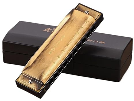 Erwachsene Mundharmonika 10-Loch-Blues-Mundharmonika-Einsteigerinstrument(Gold)