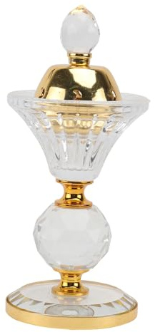 Vaguelly Crystal Incense Burner Exotic Charm Censer 6.5x14cm Small Carbon Stove Tabletop Incense Pill Burner Decorative Home Fragrance Ornament for Aromatherapy and Relaxation