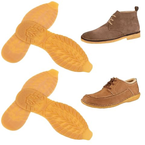 CHGCRAFT 2 Pair Rubber Soles Shoe Replacement for DIY Shoes Rubber Full Out Sole Wear Resistant Shoes Sole for Work Shoe and Boots, Yellow, 12.8×4.53×0.22 inch