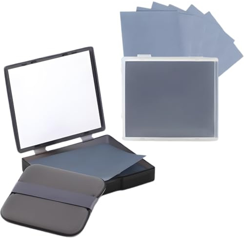KEQAR 400Pcs Löschpapier Oil Control Paper + 1 Spiegel + 1 Puderquaste, Blotting Paper Gesicht Kontrolle Von Glanz und Sebum, Für Alle Hauttypen, Für Ein Mattes Finish