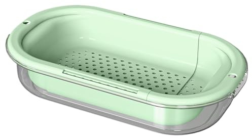 GkgWuxf Strainers for Kitchen,Over The Sink Strainer Basket - Expandable Kitchen Draining Basket for Fruit Vegetable Rice Pasta Noodles