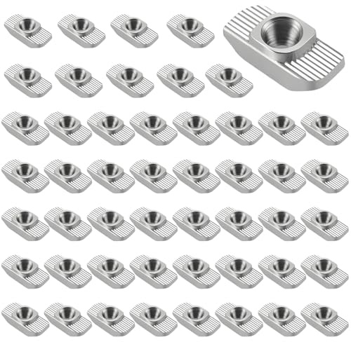 HSUYUN 100 Stück Nutensteine M5, Kohlenstoffstahl Hammerkopfmutter M5, 20-Serie Schiebemutter, M5 Aluprofil Nutensteine für Aluminiumprofilnuten
