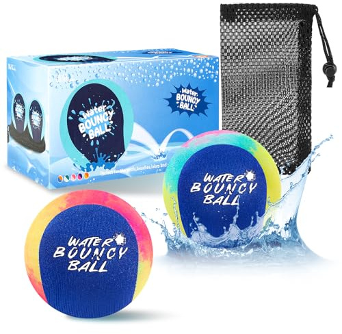 Vasmeiy Pelota de salto de agua, 2 bolas de salto de agua, reutilizables e impermeables, juguete de playa de 55 mm de diámetro, saltando sobre el agua, juguetes acuáticos para niños, para playa, mar y