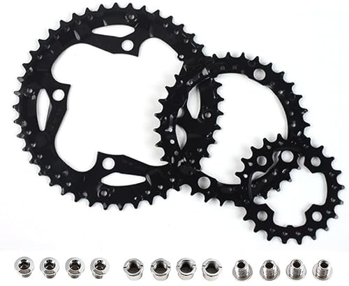 Ausi 3-teiliges Fahrradkettenblatt-Set mit 22/32/44 Zähnen, Kurbelgarnitur-Kettenblatt-Set mit Schrauben, langlebige Fahrrad-Ersatzteile aus Stahl