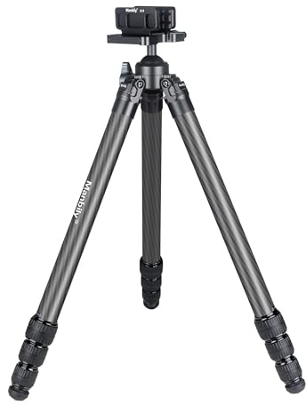 Manbily TS-364U3 Carbon Fibre Tripod with Clamp for Shooting, 36mm Tube, Integrated 360° Ball Head with Saddle Mount, Outdoor