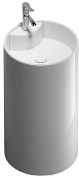 Lavabo sur colonne Lavabo sur pied moderne en céramique, lavabo monobloc avec robinet et kit de vidange for salle bain