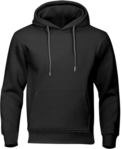 UHouse Sweat a Capuche Homme Casaul Sweats Ample Vêtement pour Hommes Décontracté Habit Vintage Streetwear Hiver Vetement Grande Taille Haut Unie Hoodies Chaud Pulls Noir L