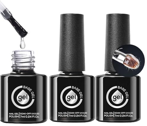 Gel Constructeur Pour Ongles,Base Soin Fortifiante Vernis Gel - 3 Pièces Durcissement UV LED Nécessite Désincrustation Accessoires Manucure Pédicure Pour Salon Utilisation