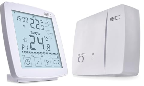 EMOS - Termostato Digital con OpenTherm - Programable - Unidad de Control táctil portátil - Sistemas de calefacción/refrigeración - Control de Temperatura 7-30 °C - Modo Vacaciones, anticongelante