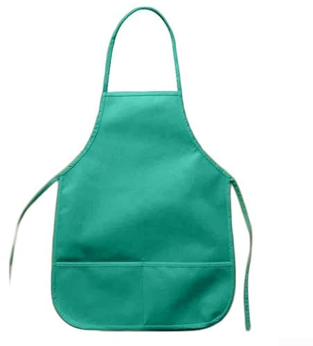 Kinder Ärmellose Schürzen mit Taschen für Küche, Kunst und Handwerk | Vliesstoff Malkittel für Kinder | 36 x 48 cm (1 Stück) (Grün)