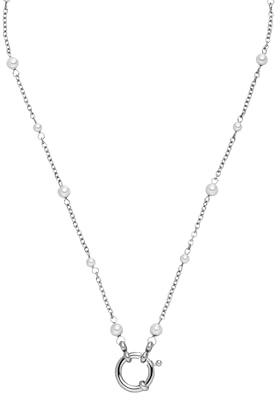 Purelei Charm Kette mit Perlen | Verstellbare Edelstahlkette mit Muschelperlen | Individuell mit Charms kombinierbar | Eleganter Look für Alltag & besondere Momente (Silver)