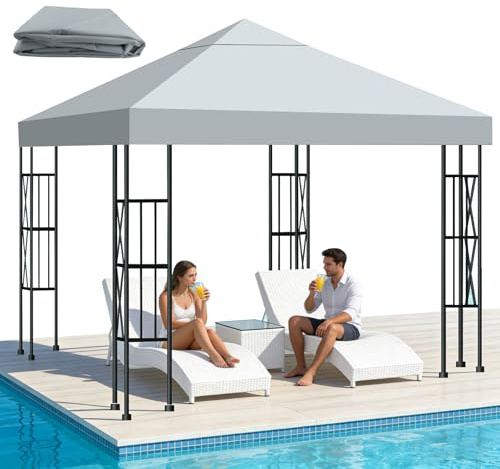 Qdreclod Ersatzdach für Pavillon 3x3m – Wasserdicht & UV-Schutz (95%) – 300D Polyester mit PA-Beschichtung – schnell montierbar für Garten, Camping, Terrasse und Outdoor-Events, Grau
