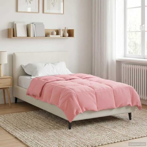 Piumone invernale imbottito in microfibra, rosa, 140 x 200 cm, trapunta con imbottitura in fibra, trapunta traspirante per lettino per bambini e calore utilizzabile tutto l'anno