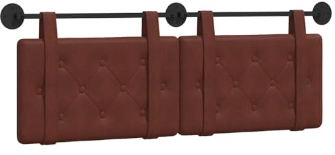 mtlskopl Testiera da parete da 150 x 55 cm, imbottita con cuciture a bottoni, pannello sospeso in pelle PU anticata, cuscino da parete per camera da letto, marrone lucido