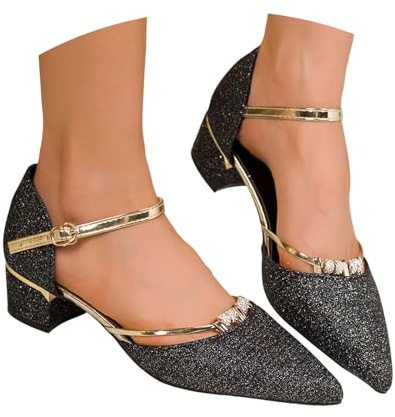 Escarpins à Bout Pointu pour Femmes, ornés de Cristaux Scintillants, Talons Hauts élégants pour soirées, Mariages et Occasions spéciales, Confortables et raffinés