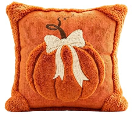 Genérico s de Cojín Calabaza Otoñal Decorativa Bordada De 45 x 45 cm