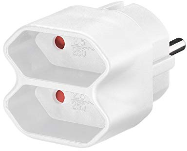 Steckdosenadapter 2-Fach Euro-Buchse, Doppelstecker, Mehrfachstecker, Weiß
