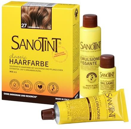 Sanotint - Haarfarbe Classic Nr. 27 Havanna Blond - Naturnahe dauerhafte Haarfarbe mit Goldhirse und wertvollen pflanzlichen Extrakten – 100% Grauabdeckung – vegan - 125 ml