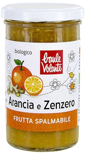 Baule volante Crema spalmabile biologica all'arancia e allo zenzero - composta di frutta dolcificata con purea di mele e sciroppo d'agave - Perfetta per colazione, spuntino e dessert