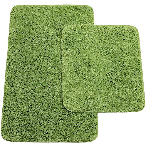 Brandsseller Badematten 2er-Set bestehen aus Badvorleger: ca. 50/80cm und WC-Vorleger ca. 45/50cm - Farbe: Grün