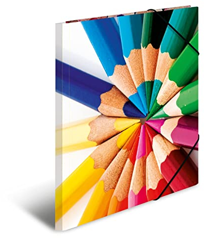 HERMA Sammelmappe A4 Stifte, Kinder Eckspanner-Mappe aus Pappe mit Kunst Motiv, Gummizug, Innenklappen und Innendruck für Jungen und Mädchen