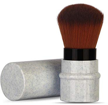 Make up borstar för rouge, puder, foundation, concealer Retractable kabuki cap med återvunnet och hållbara material grymhet fri syntetisk Taklon borst resor kosmetiska borstar (blå)