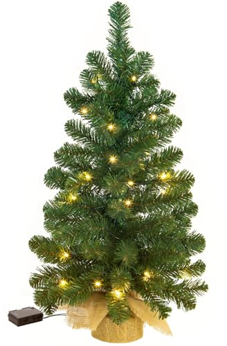 Excellent Trees® CT16103 Künstlicher kleine Weihnachtsbaum Led Jarbo 90 cm mit Beleuchtung - Luxusedition - 80 Lämpchen LED warm weiß | Batterie | Mit Timer Funktion | Tischdeko | Deko Tannenbaum