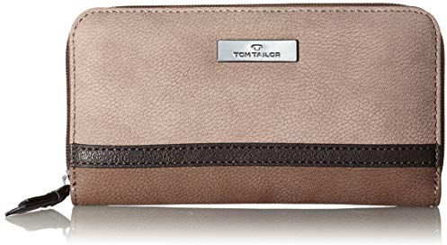 TOM TAILOR Elin Damen Geldbörse Portemonnaie Reißverschluss Groß Braun