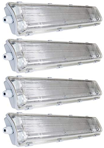 pureled SET 4x LED Feuchtraumleuchte Wannenleuchte IP65 8x T8 LED 60cm 9W 3000K G13 Bürolampe(4x warmweiß)
