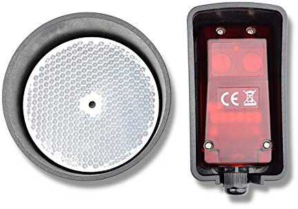 Schartec Reflexionslichtschranke universal kompatibel auch für z.B. Hörmann, Sommer, Came, Nice, Bft, Berner usw. Lichtschranke mit Reflektor 2-Draht und 4-Draht