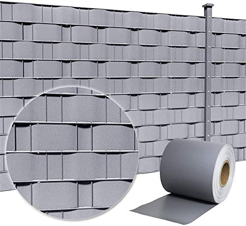LZQ PVC Sichtschutzstreifen Sichtschutzfolie Extra dick Blickdicht Sichtschutz Streifen Doppelstabmattenzaun Zaunfolie mit 20 Befestigungsclips für Gartenzaun, Balkon (35m x 19cm, Hellgrau)