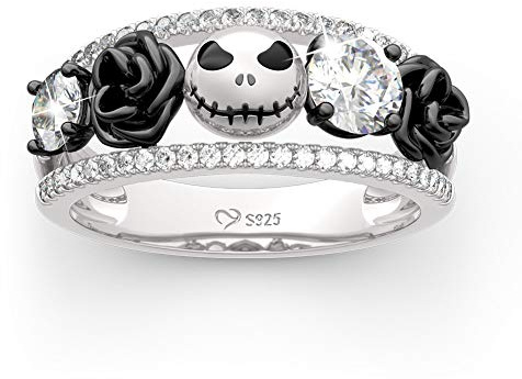 Jeulia 1.76 ct Schädel Ehering 925 Sterling Silber Diamant Ewigkeitsringe Rose Flower Verlobungsringe Jubiläumsversprechen Romantisches Schmuckgeschenk (62 (19.8))