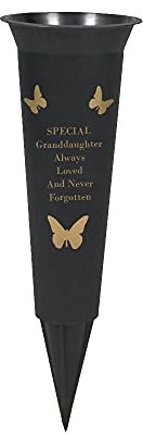 Sostenedores de flores para tumbas o jarrones conmemorativos – decoraciones personalizadas, de plástico para tumbas y regalos conmemorativos grabados con versos funerarios para tus seres queridos; 1