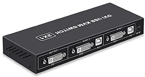 GHBOTTOM Switch KVM DVI Due in OFF 4K Due computer condivisi tastiera USB e mouse Print Monitor Switcher Box Hub DVI Switch 2 ingressi 1 uscita