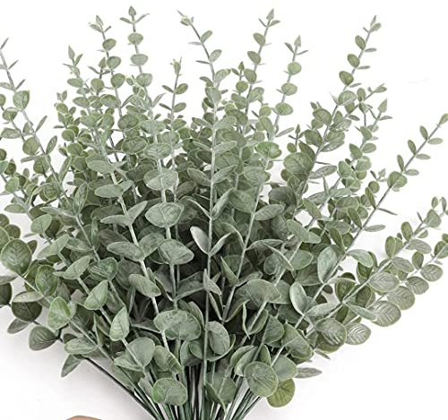 20 Stück künstliche Eukalyptus-Stiele faux Eukalyptus-Blätter Künstliche Eukalyptus Pflanzen künstliche Eukalyptus Stängel Zweige für Zimmer, DIY Blumenstrauß, Herzstück, Hochzeit, Büro Deko usw