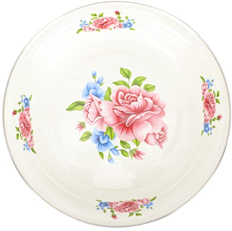 DOITOOL Waschschüssel Dekorative Emaillierte Schüssel Vintage Email Schüssel Lebensmittel Servierschüssel Retro Lebensmittel Mischschalen Suppenbecken für Küche Rosa Emaille Schüssel