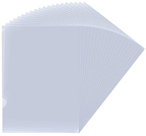 TSHAOUN A4-Aktenmappen, Kunststoff, transparent, oben und an den Seiten, transparent, 20 Stück