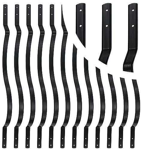 Belinova 25 Pack - 29.5x1 Deck Balusters Metal Deck Spindles Staircase Baluster with Screws for Wood Wave Arc Shiny Black Indoor Outdoor