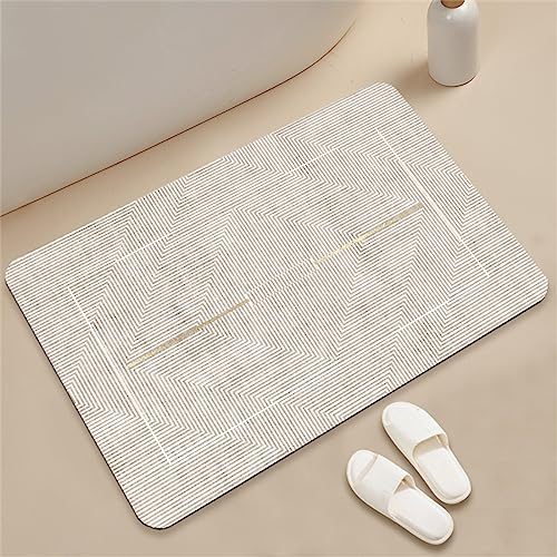 Absorbierender Badematte Badezimmerteppich Badteppich Badvorleger, Waschbarer Rutschfeste FußMatten, Super Absorbierende Schnelltrocknende Badematte füR Badewanne, Duschraum, KüChe 120x180cm, Beige