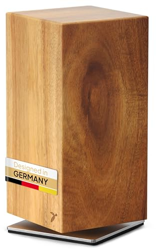 Messerblock Drehbar 360 Grad Magnetisch Ohne Messer Akazienholz – Magnet-Messerhalter Universal Unbestückt Holz – Edler Holzblock Akazie – Magnetic Rotating Knife Holder Block | mahona