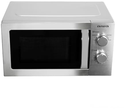 AIWA MW-200SL, Microondas con Capacidad de 20 Litros, Botonera rotativa, Potencia de 700W, Color Plata