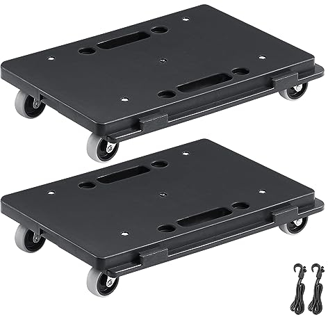 VEVOR Furniture Dolly, 500 lbs Capacity Each Count, Furniture Mover with Wheels, Portable Moving Rollers 4 Wheels Heavy Duty, Small Flat Dolly Cart with Interlocking for Heavy Furniture, 2 Pack, Black