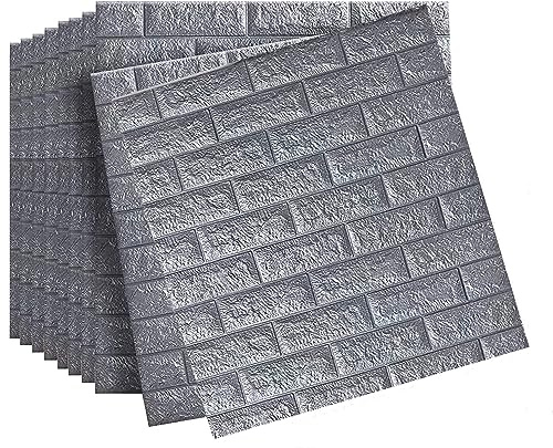 Grace Baltic - 10 pannelli da parete 3D, autoadesivi, effetto pietra, 77 x 70 cm, spessore: 5 mm (Grigio)