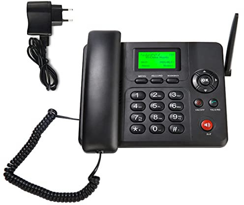 Téléphone de bureau classique sans fil avec carte SIM GSM - Noir - Téléphone fixe pour la maison, le bureau, l'hôtel, l'identification de l'appelant, le rappel, les appels mains libres, téléphone de