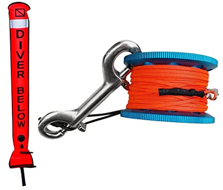 Amagogo Boya de Señalización para Buceo con Carrete de Aluminio, Azul