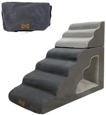 Hundetreppe zu Hochbetten 7 Stufen Abdeckung Grau