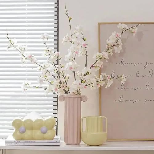 Bacucine 6 st konstgjorda körsbärsblomsgrenar, falskt körsbär, silkesblommor, vinstockar, höga stjälkar, konstgjord blomma för vas, bröllop, heminredning (ljusrosa)