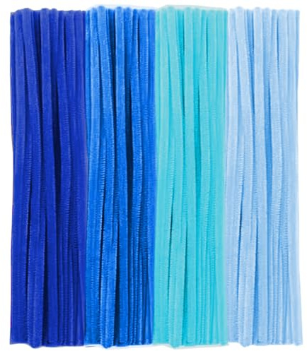 100 Stück Pfeifenreiniger, Blau Serie Pfeifenreiniger Chenilledraht 30cm, Pfeifenputzerdraht für Handwerk DIY Craft Projekte Chenilledraht Biegeplüsch zum Basteln und Dekorieren Pipe cleaner blue