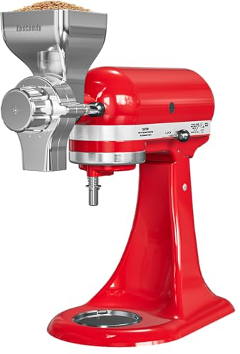 Getreidemühle aus Metall, passend für KitchenAid Standmixer, 12-stufig verstellbare Mehlmühle, Getreidemühle für Kitchenaid, passend für Weizen, Mais, Hafer, Nüsse